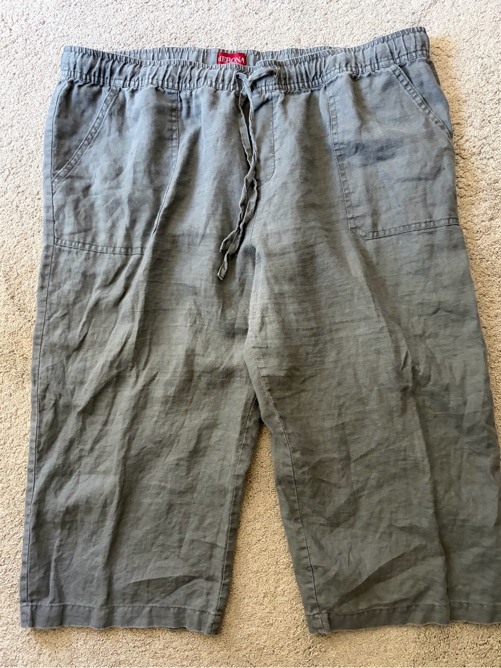 Gray Linen Drawstring Capris